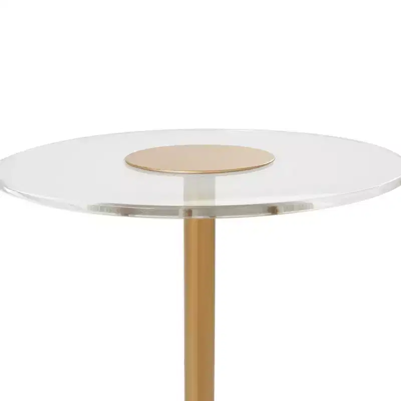 Olivia & May Acrylic Accent Table: Gold Stand, No Assembly, Indoor Use, Modern Style, 23" Height