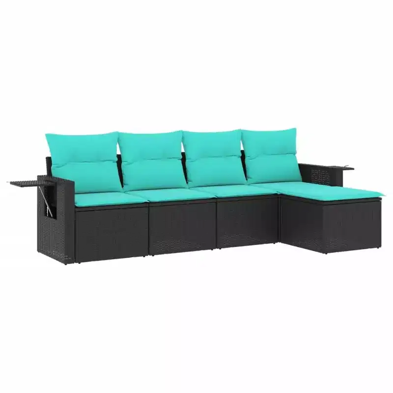 vidaXL Patio Sofa Set Black, Blue