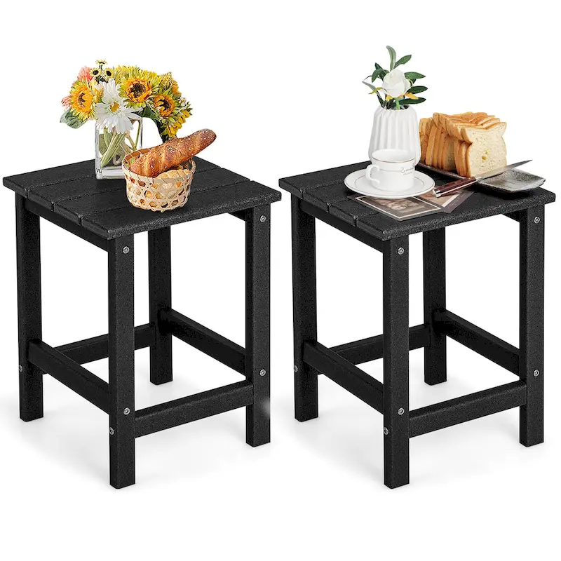 Outdoor Patio Side Table Set of 2 - HDPE Weather Resistant, 14W