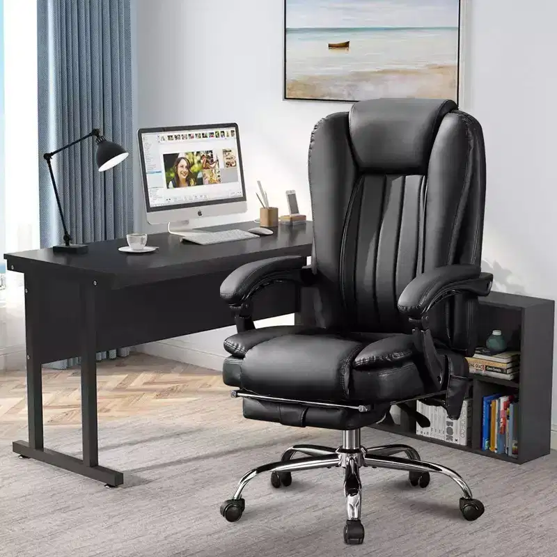 Massage Chair Boss Chair for Office, 360 Swivel Ergonomic Office Chair with Footrest, Recliner Computer Chair with Adjustable Height, Black