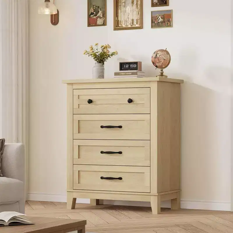 CuisinSmart 4 Dresser for Bedroom, 35 Tall Vertical Drawer Dresser with Large Storage, Freestanding Wooden Closet Chest for Living Room