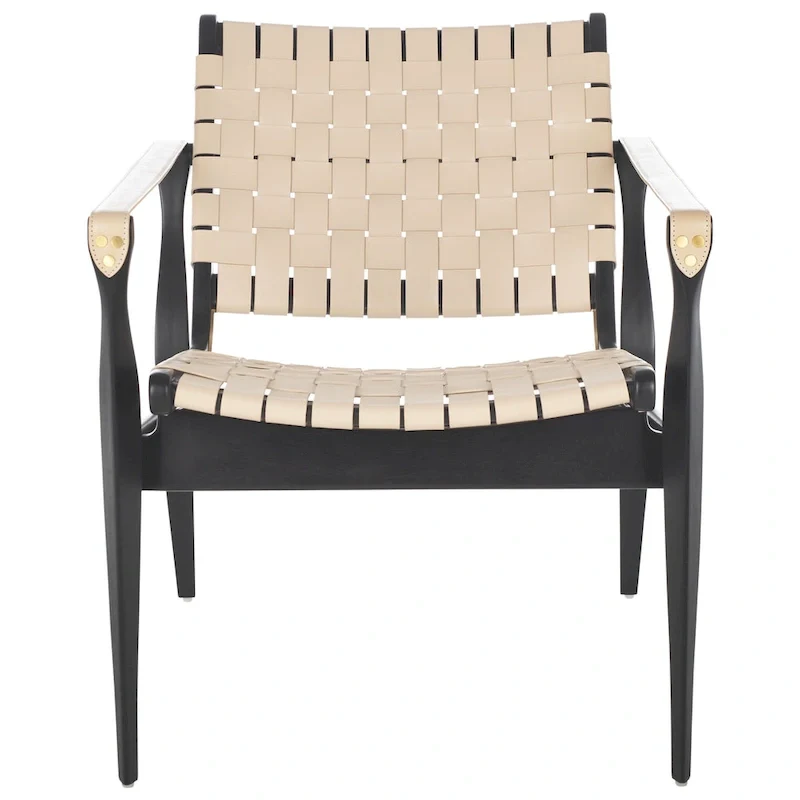 SAFAVIEH Couture Zenica Leather Safari Chair - 24.5 W x 30 L x 30 H - 25W x 30D x 30H