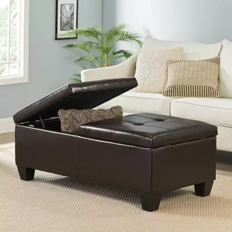 Christopher Knight Home Camilla Contemporary Faux Leather Dual Lift Storage Ottoman