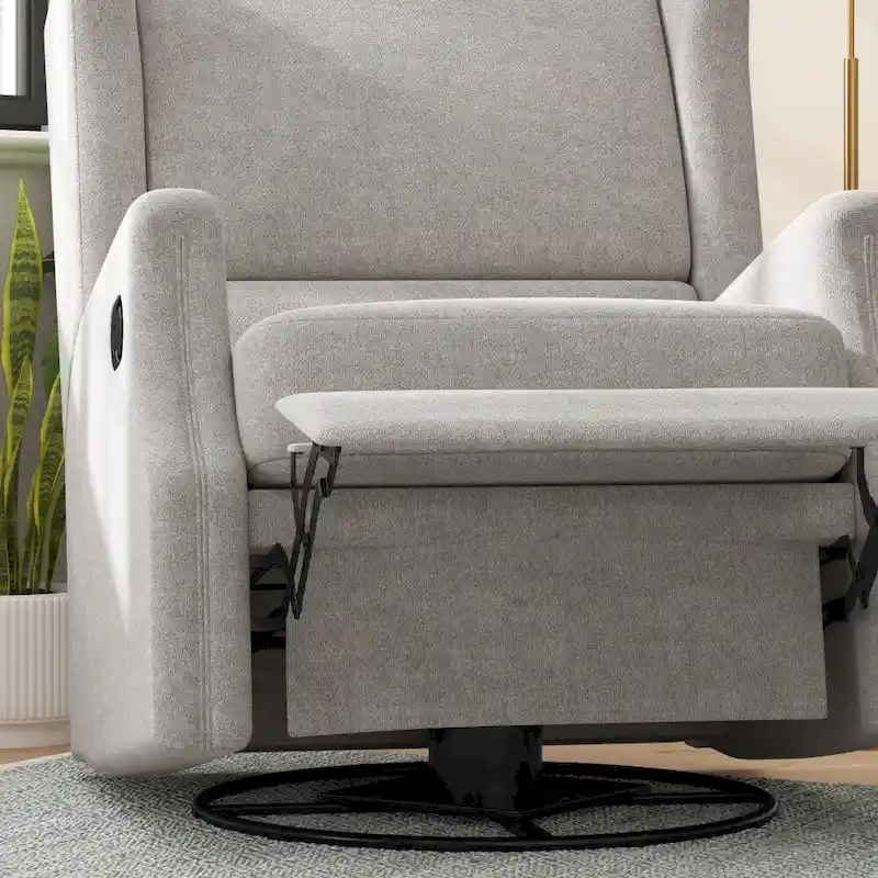 Wingback Upholstered Manual Recline Rocking Swivel Glider Chair