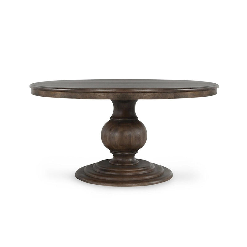 60-Inch Round Solid Wood Dining Table in Cocoa Brown