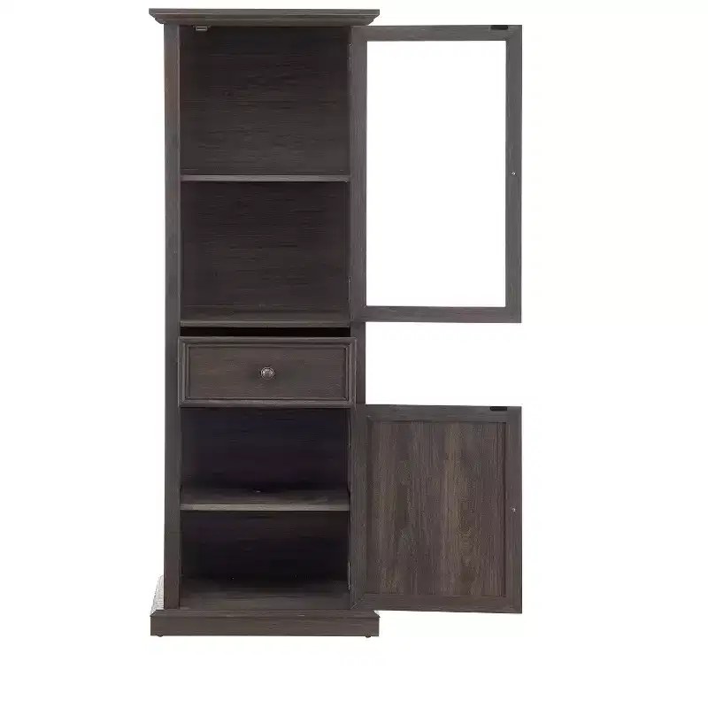 Modern Tall Storage Cabinet with Glass Doors & Shelves-Versatile Freestanding Sideboard with Drawer for Living Room,Kitchen,Dining Room,&Office