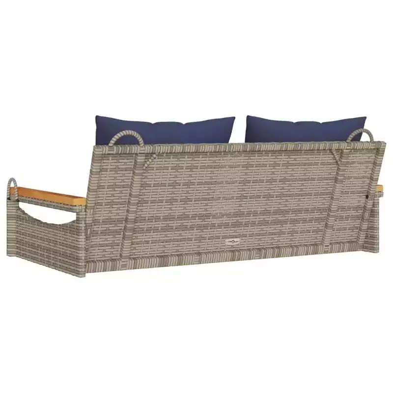 vidaXL Patio Swing Bench Gray, Navy Blue PE Rattan 2 Seater Seats Many
