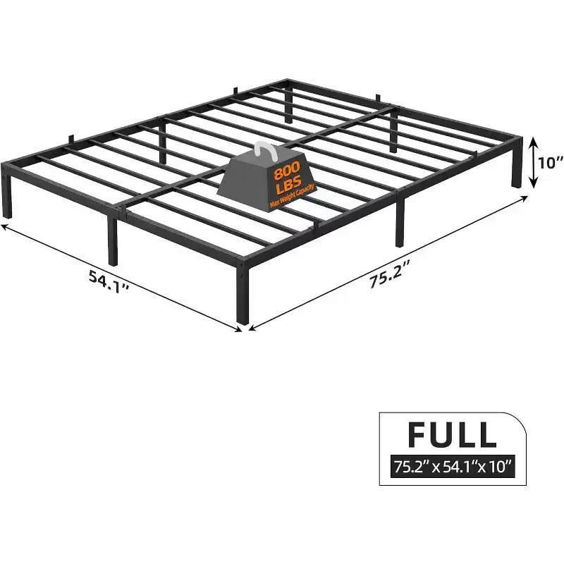 Metal Bed Frame - Heavy Duty Platform Bed Frame with Storage, Steel Supports, No Box Spring Required, Easy Assembly, Noiseless, Black