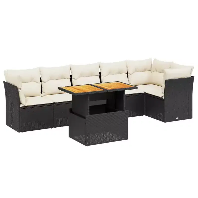 vidaXL Outdoor Sofa Set with Cushions - Poly Rattan, Modern Design