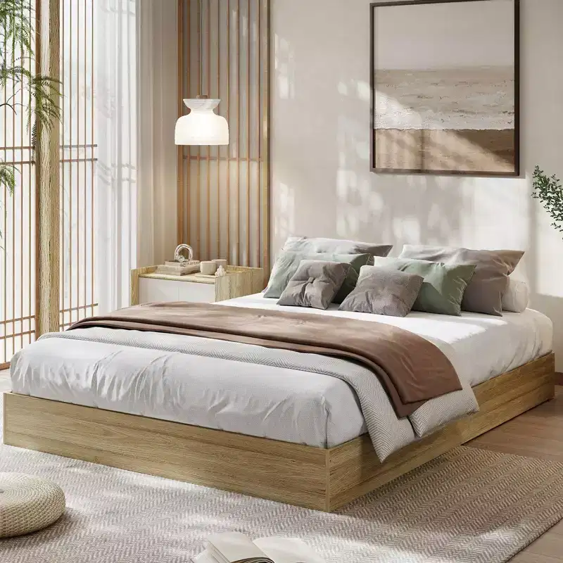 Wood Platform Bed Frame, Minimalist Mattress Foundation Without Headboard, Wood Slat Support, Easy Assembly, No Box Spring Needed