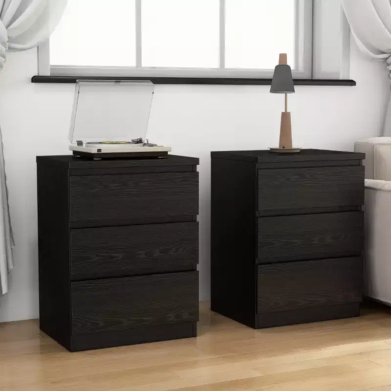 Stylish Functional 3 Drawer Nightstand for Bedroom Living Room
