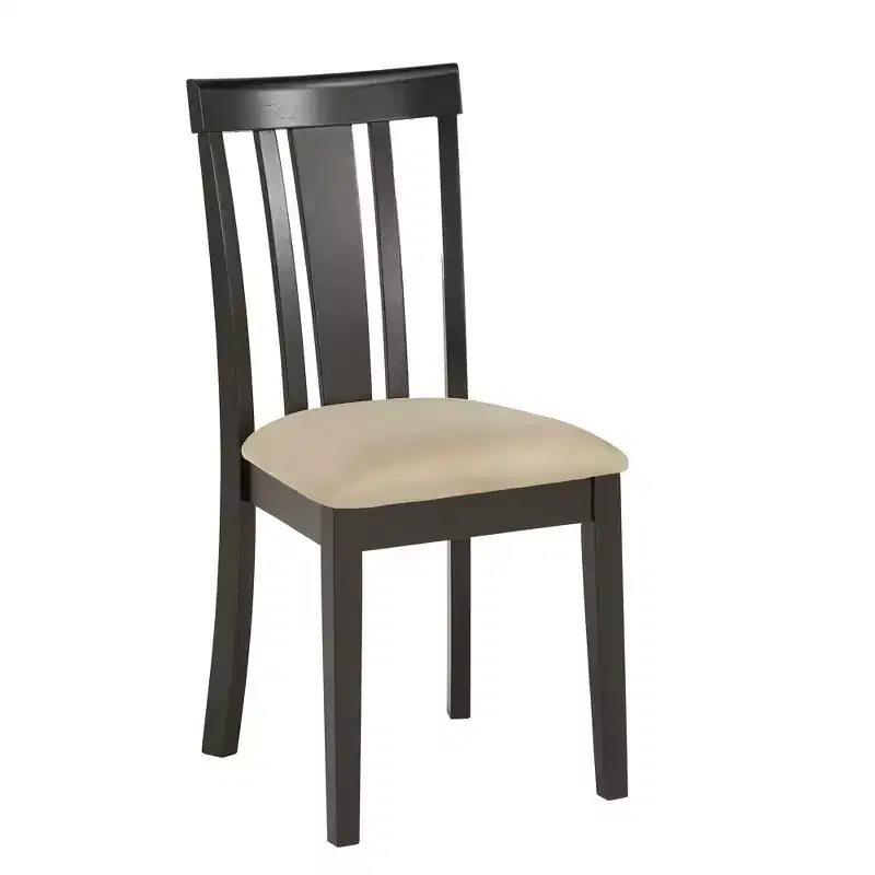 Kensington Black Wood Beige Microfiber Slat Back Dining Chairs (Set of 2) - Black/Beige - iNSPIREQ
