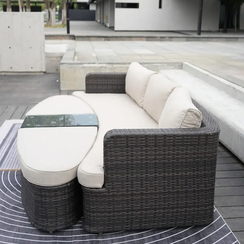 Marrakesh Outdoor 4-piece Brown Wicker Daybed Set