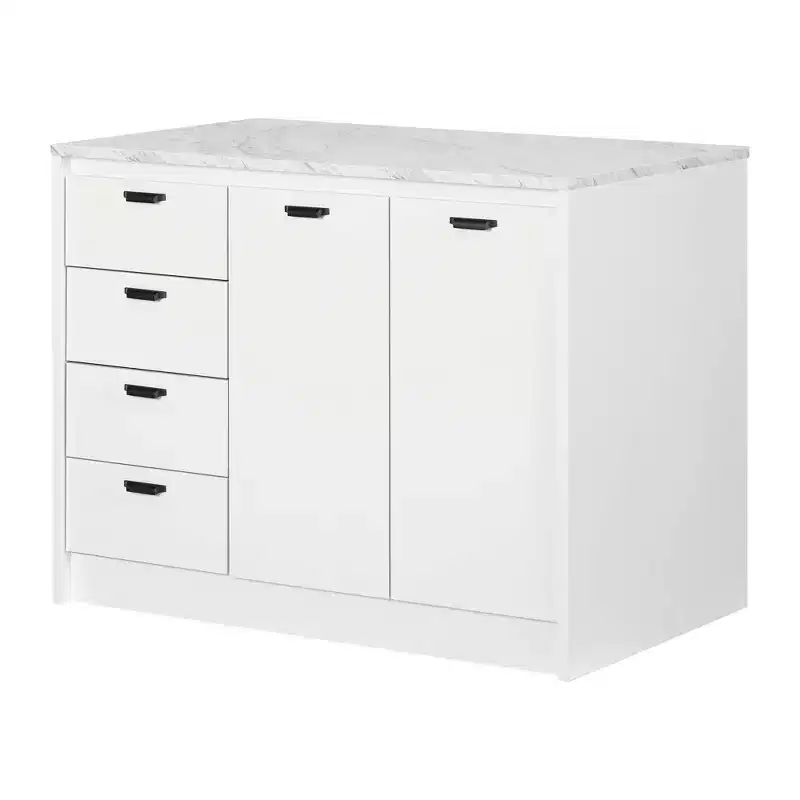 South Shore Amaro Kitchen Island: Storage, 4 Drawers, 2 Doors, Laminate Surface