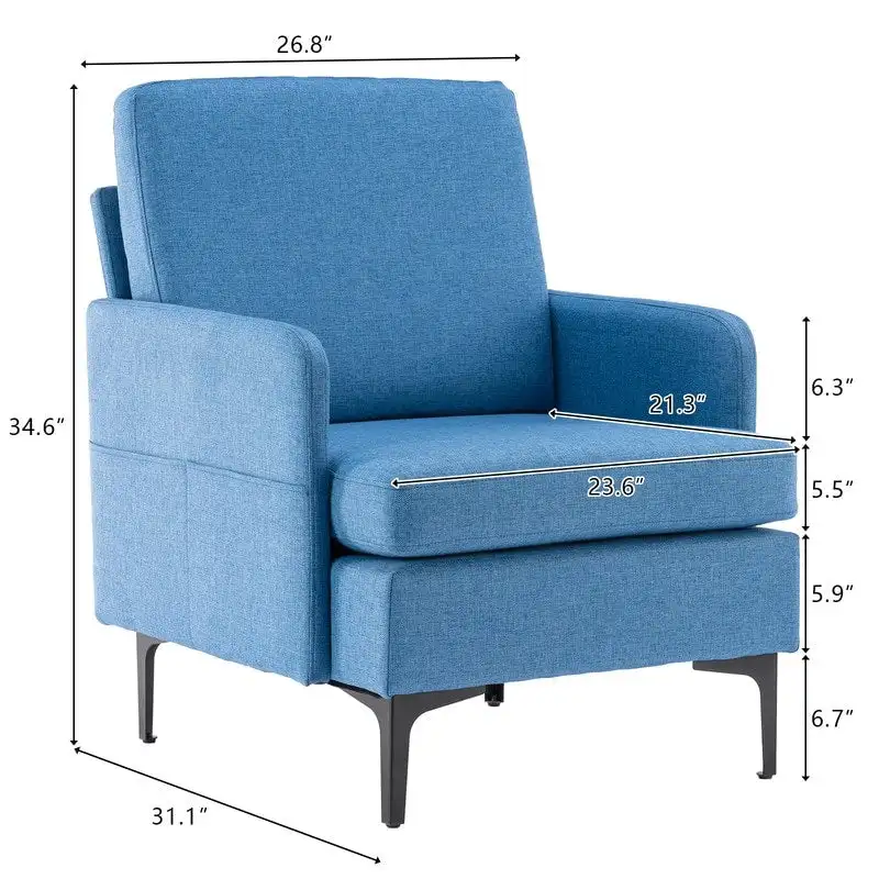 Upholstered Linen Accent Armchair