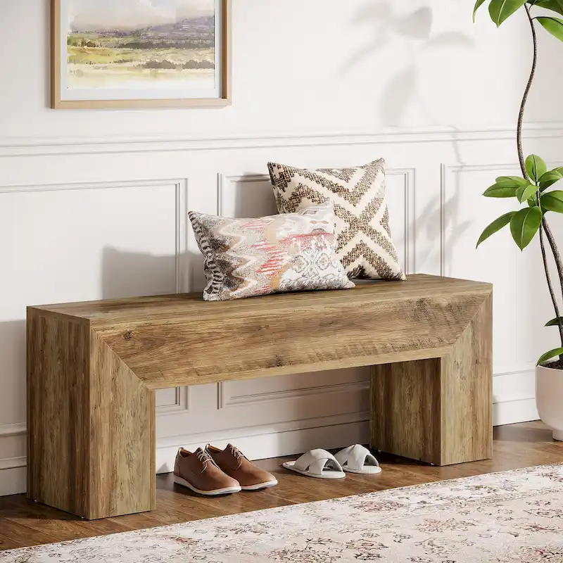 47 Inches Wooden Entryway Shoe Bench Storage Bench - 11.81D x 47.24W x 17.72H