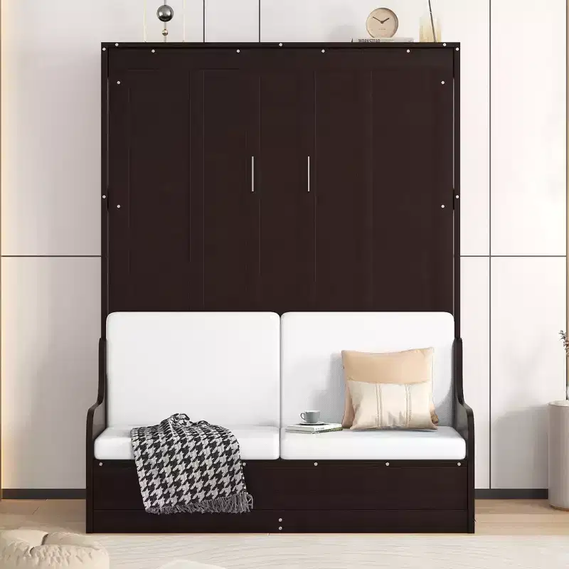 Whisen Queen Size Murphy Bed Wall Bed, Folded into a Cabinet with Cushion, Easy-to-Use