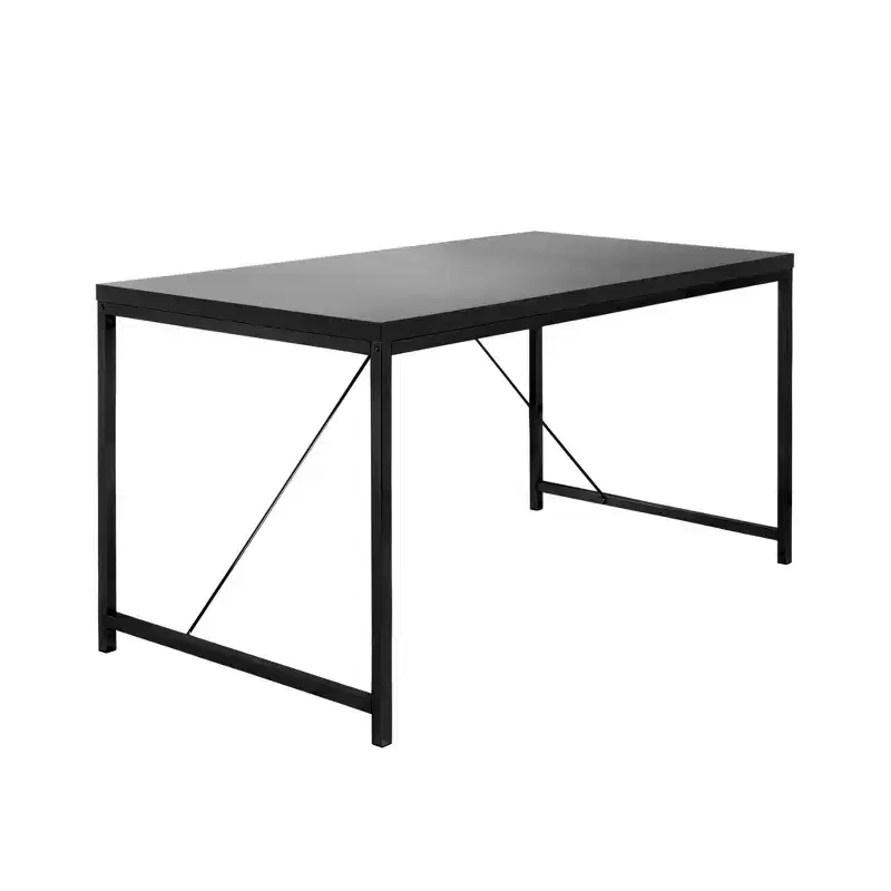 HomeRoots 47 Black Wood and Stainless Steel Writing Desk