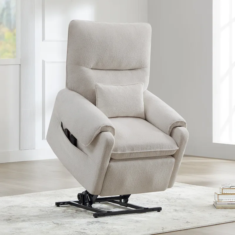 Infinite-Position Power Lift Recliner with Heat & Massage – Chenille Fabric