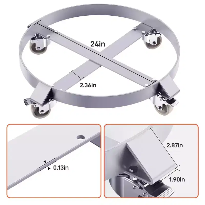 55 Gallon Drum Dolly, 1,000 Pound Capacity Barrel Dolly with Steel Frame 4 Swivel Casters Wheel, Barrel Cart