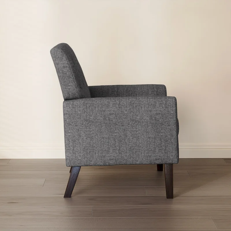 LUE BONA Mid-Century Modern Upholstered Linen Fabric Button Tufted Accent Chair Set of 2 - 28.5 W X 27.25 D X 33.75 H