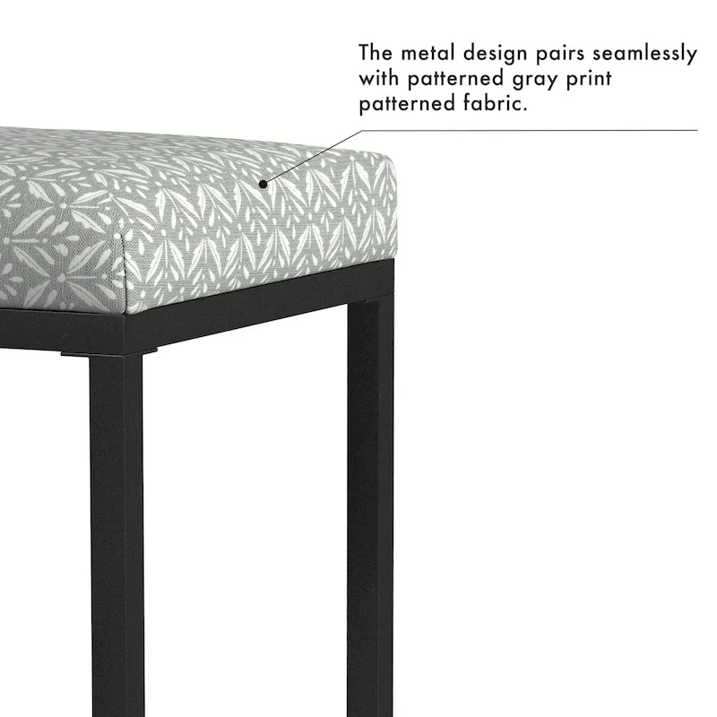 Backless Industrial Metal Counter Stool, 24in Seat Height, Textured Weave Fabric, Black Finish