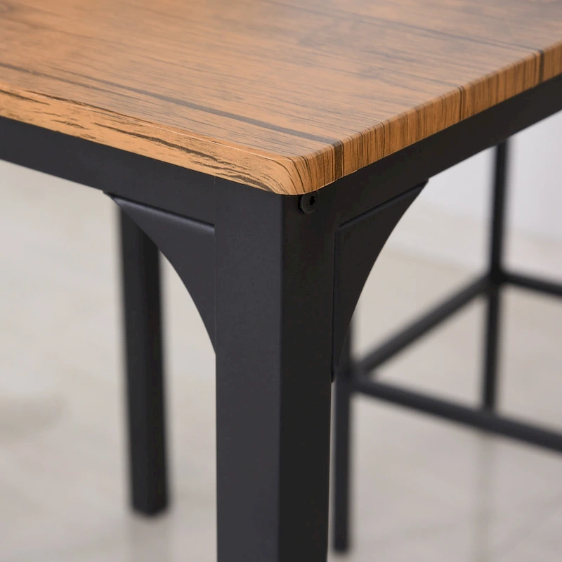 HOMCOM 5 PC Modern Counter Height Dining Set Compact Kitchen Table 4 Chairs Set with Footrest, Metal Legs, Wood