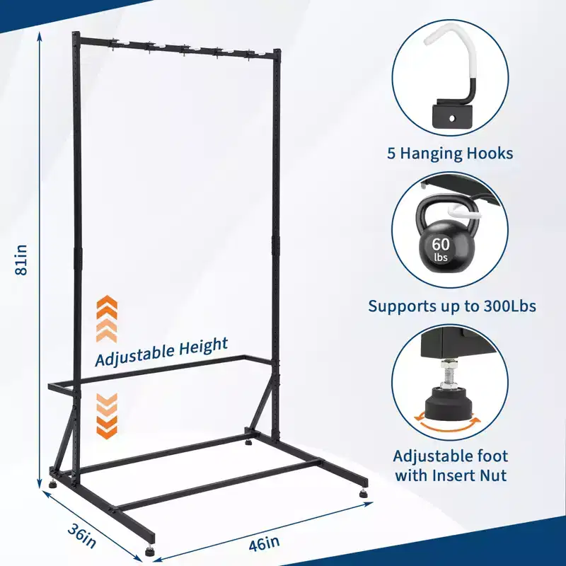 Freestanding 5-Bike Storage Rack with 300 Lbs Heavy Duty Capacity, Sturdy Organizer for Safe and Stable Bike Holding for Front Yards, Backyards
