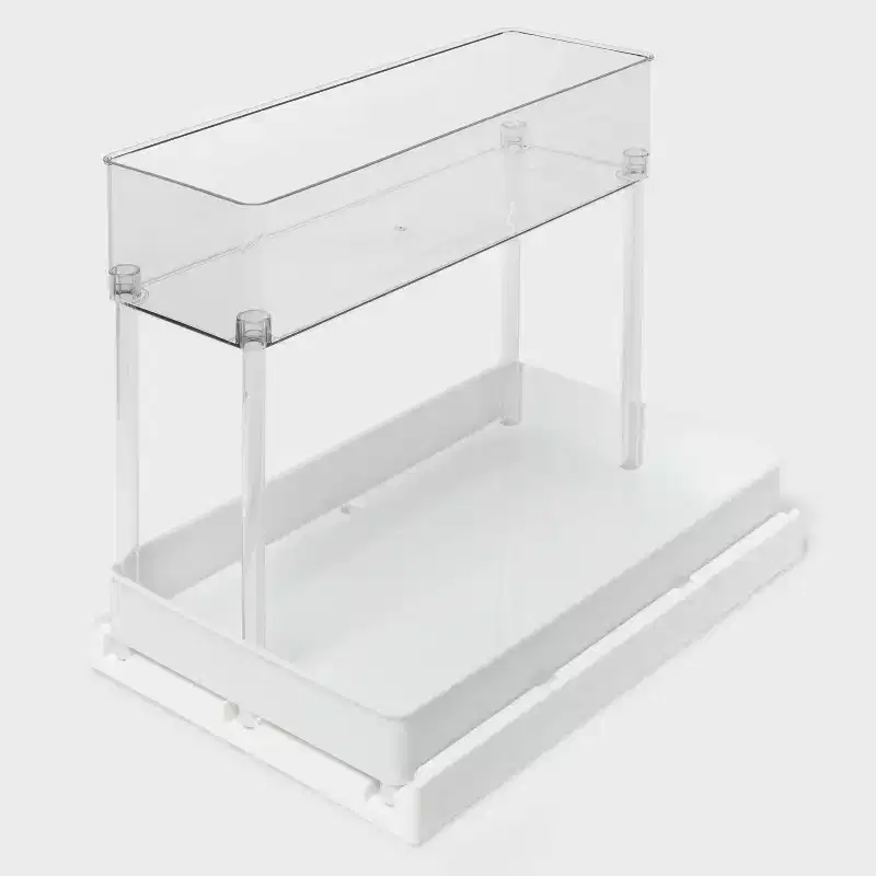 Long Gliding Under-Sink Tray with Bin - Clear, Recycled Plastic