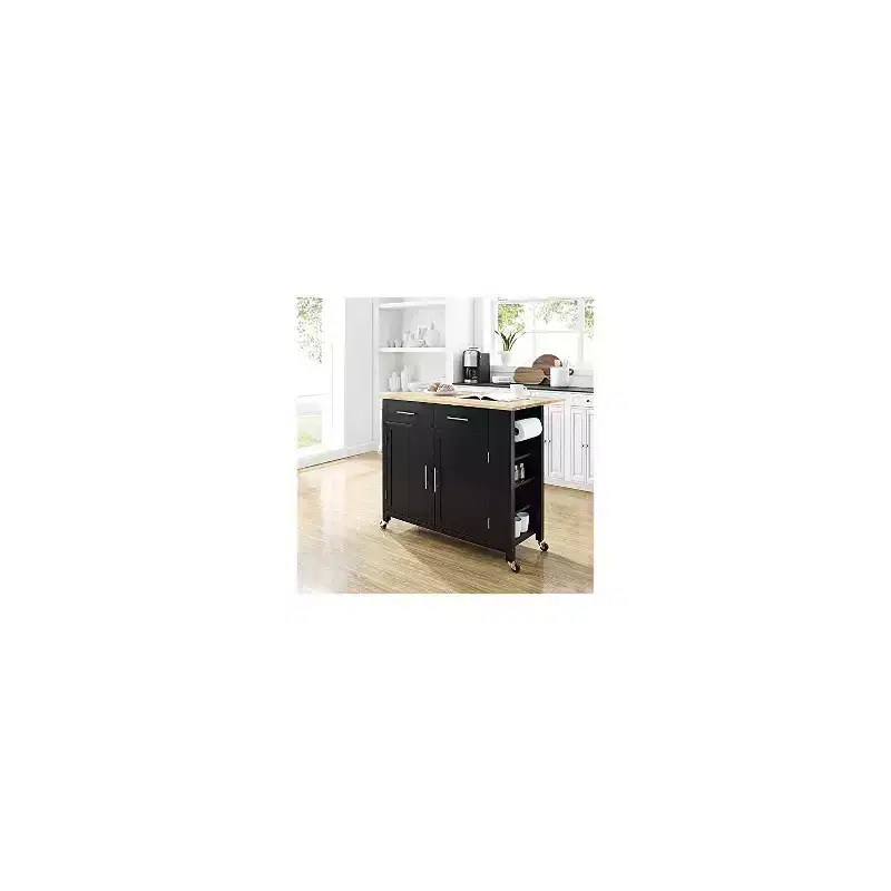 37 in.H Wood Kitchen Islands with 2 Doors and 2 Shelves