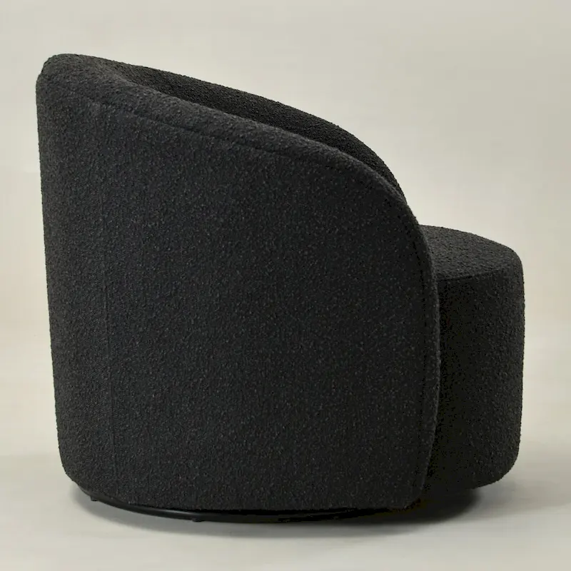 KINWELL 34 W Upholstered Boucle Swivel Barrel Accent Chair