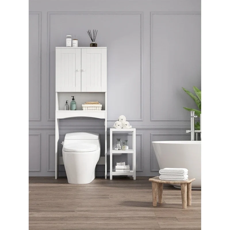 Over-The-Toilet Bathroom Storage Cabinet Organizer, White