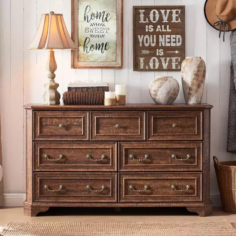 BALHAM TRADE-54 Vintage Farmhouse Dresser with 7 Drawers,for Bedroom Living Room,Storage