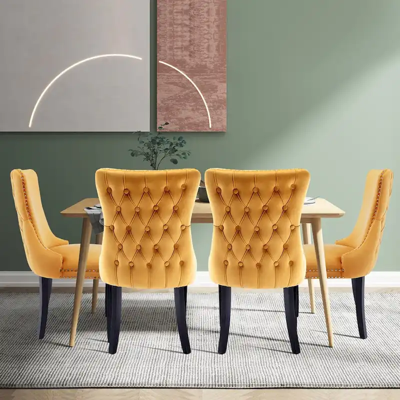KATA Velvet Upholstered Wingback Dining Chairs Set of 4