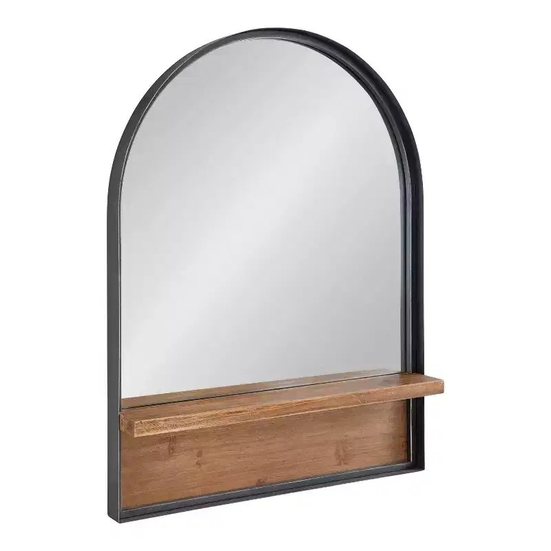 24" x 32" Owing Functional Wall Mirror Black - Kate & Laurel All Things Decor: Bathroom Arch-Top with Ledge