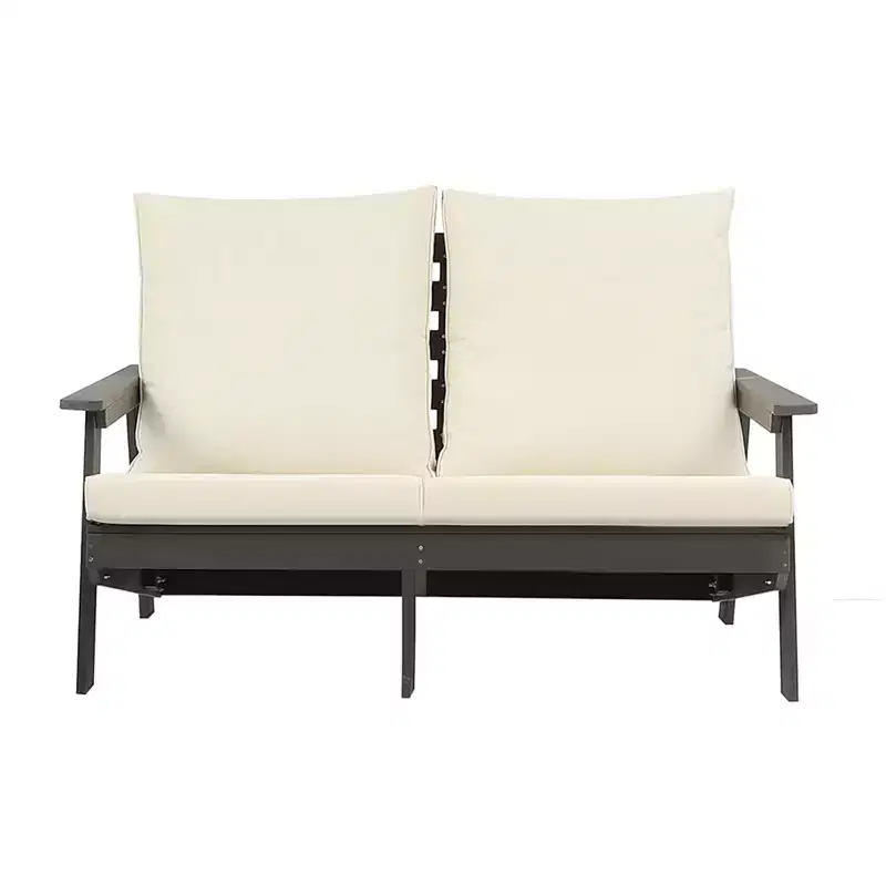 Weather Resistant Outdoor Patio Sofa with Cushion and Armrests