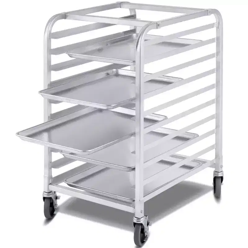 Costway 10 Sheet Aluminum Bakery Rack Silver Commercial Cookie Bun Pan Kitchen W/Wheel
