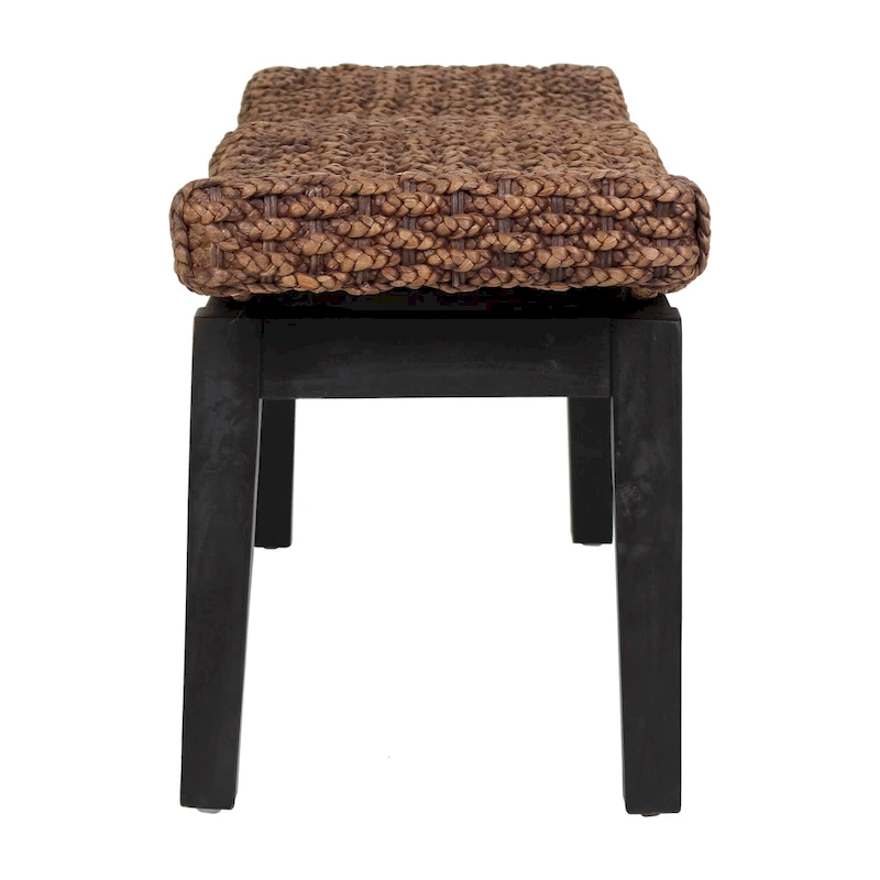 Handwoven Natural Wicker And Teak Wood Bench by East at Main