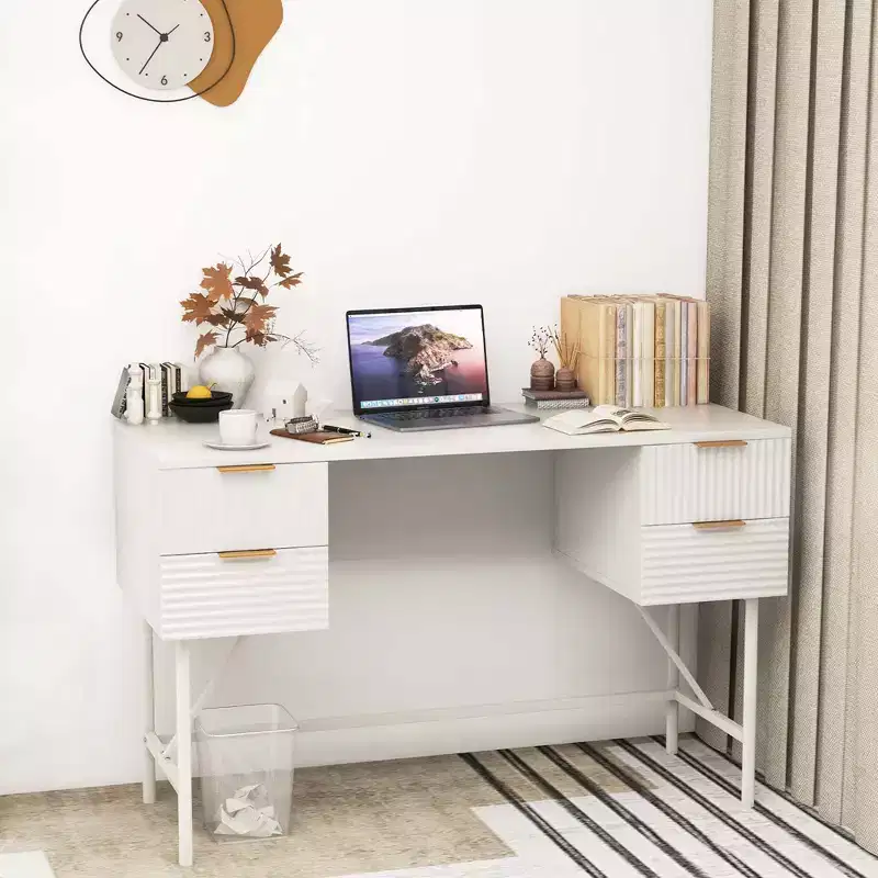 Costway 48 Computer Desk with 4 Drawers Storage Metal Frame Modern Study Writing Desk