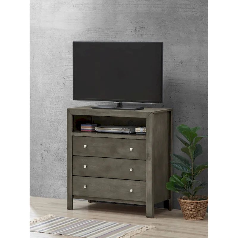 TV Media Chest with 3 Drawers and Open Shelf