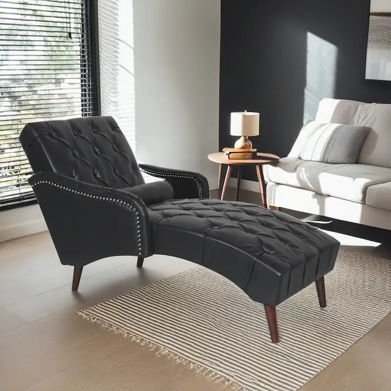 Christopher Knight Home - Isabella Indoor Chaise Lounge Armchair with Pillow and Solid Wood Legs