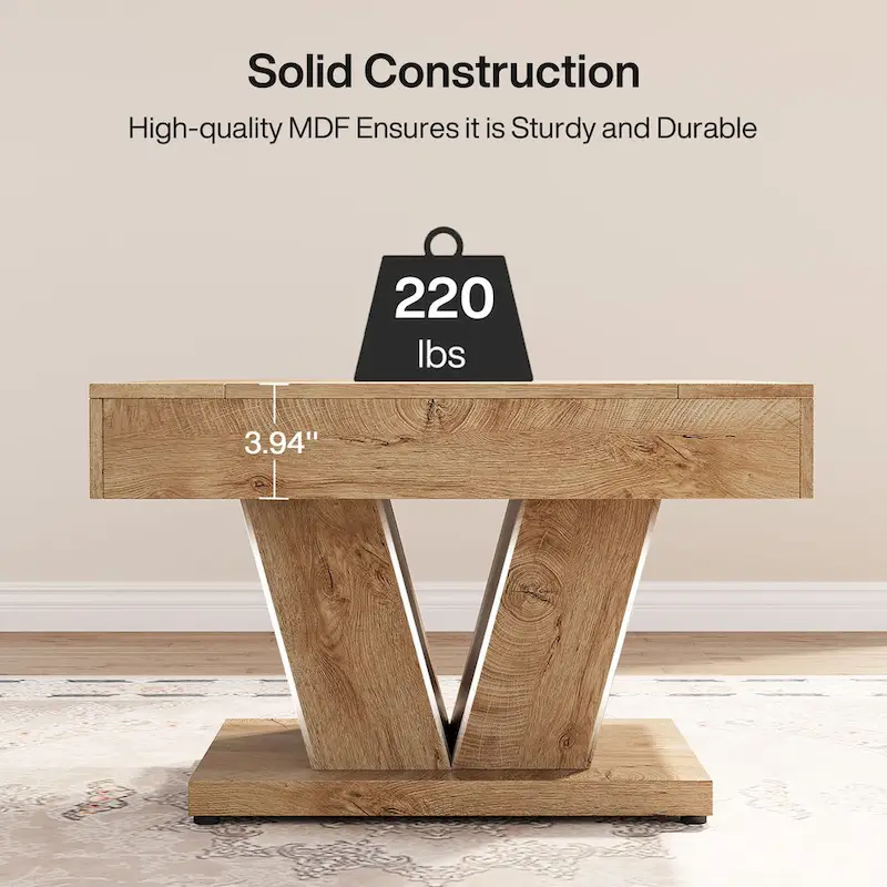 31.5 Inches Wood Coffee Table Square Center Cocktail Tea Table