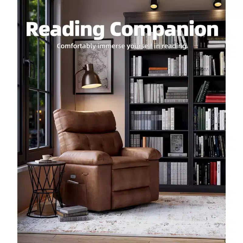 Extra-large massage and heated rocking chair, 360 rotating recliner, with remote control, cup holder and side pockets, ergonomically designed.