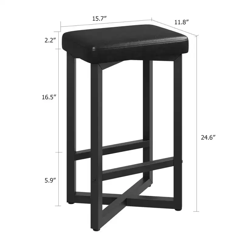COZONY Set of 2/4 25 Counter Height Backless Bar Stools, PU Leather Seat, Metal Frame