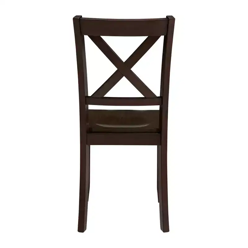 X-Back Farmhouse Wooden Kitchen Dining Chair in Dark Brown, Set of 4
