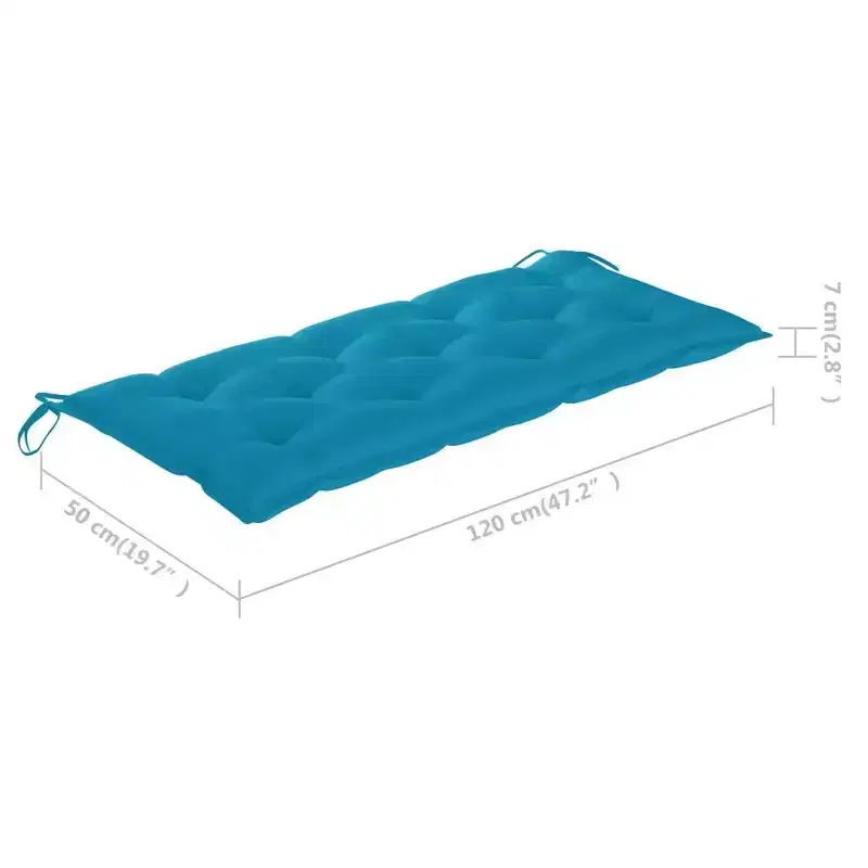 vidaXL Garden Bench Light Blue Cushion Bamboo, Polyester 46.5 in