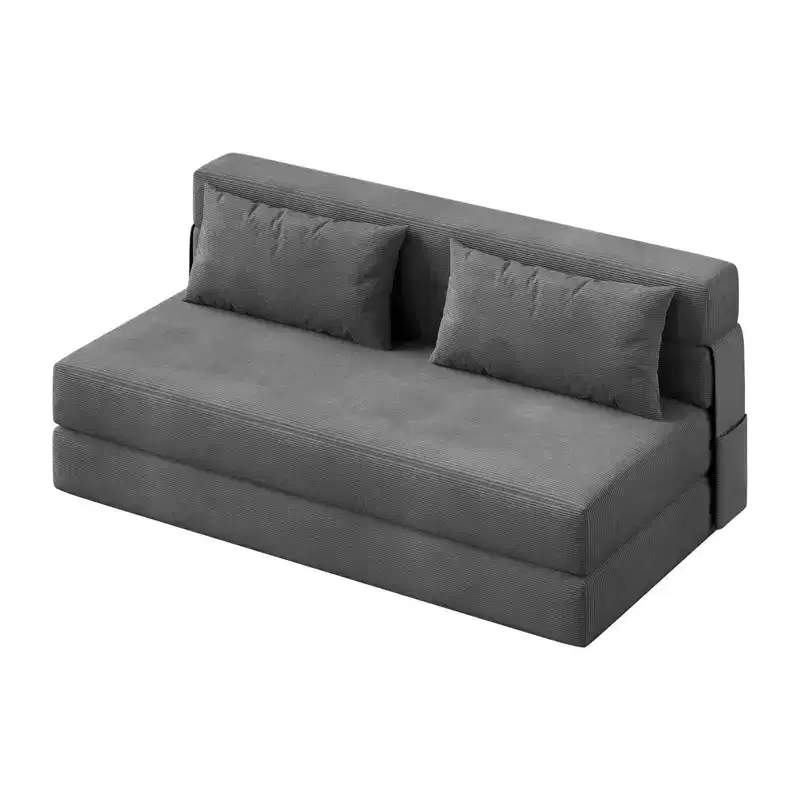 Convertible Folding Sofa Bed Sleeper Chair - Linen Futon Couch with Pillow for Living Room, Bedroom, Dorm, Apartment, Home Office - Dark Gray