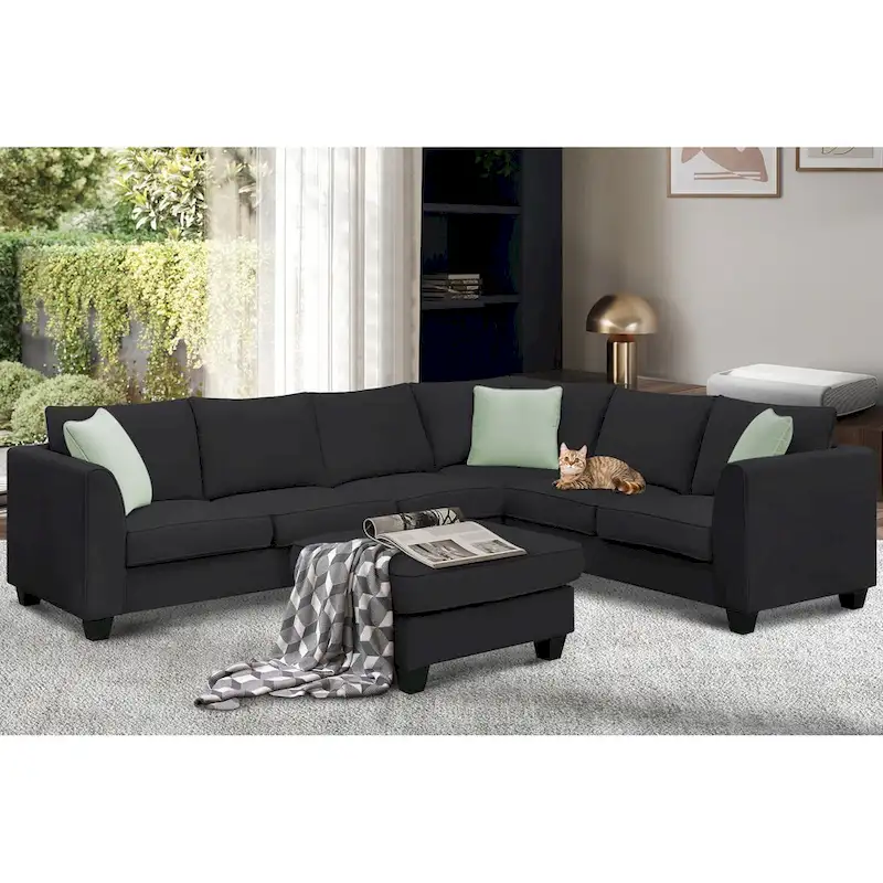 Modern Sectional Sofa with Ottoman, Modular, Spacious
