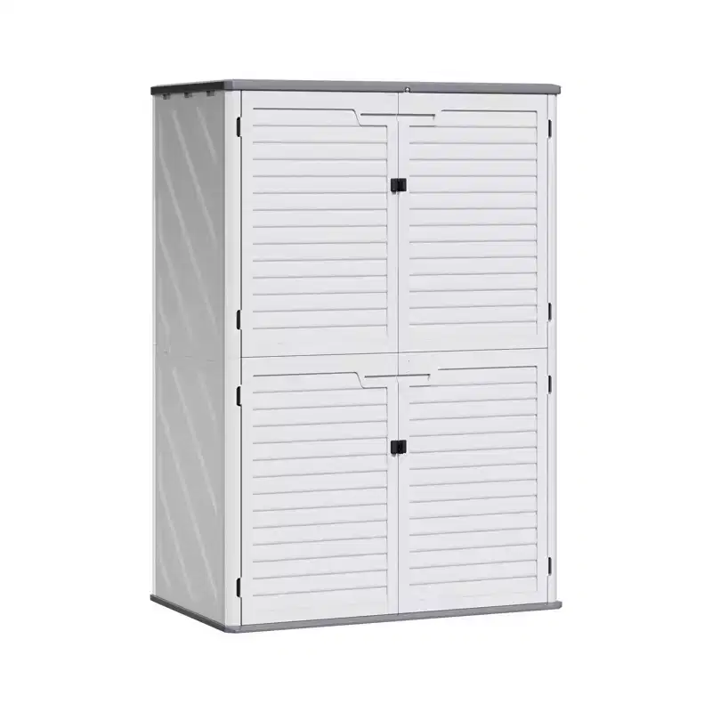 Outdoor Resin Storage Sheds, 64 Cu.Ft Outdoor Waterproof Storage Cabinet for Garage, Tools, Sofa Cushion, Outdoor Storage