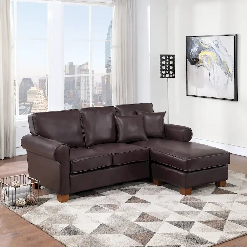 Rylee Rolled Arm Sectional with Pillows